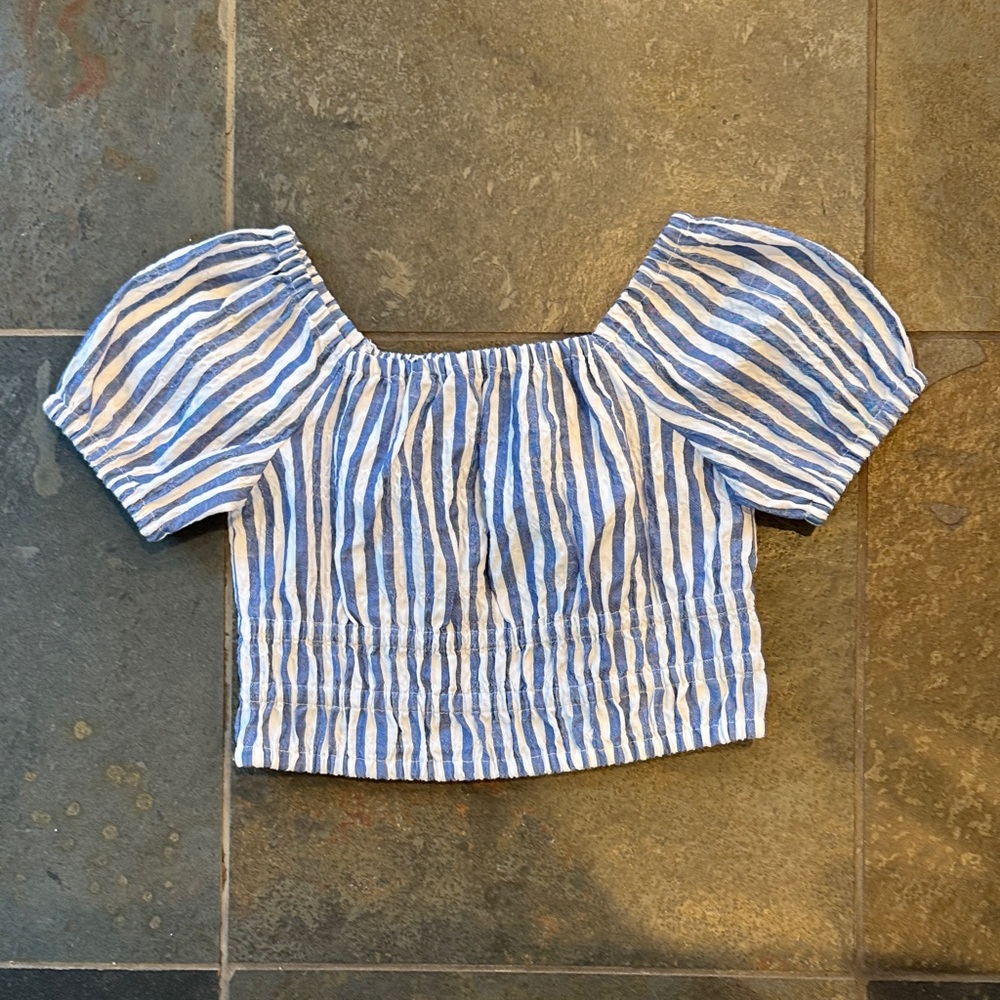 Old Navy Blue and White Striped Kids Blouse cropped top
